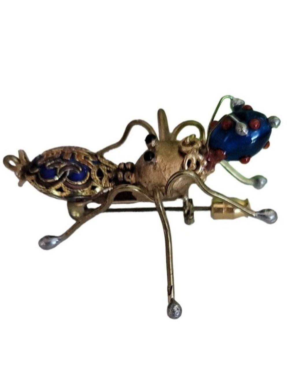 Cloisonne Enamel, Glass Bead Asian Style Bug Brooch, M859